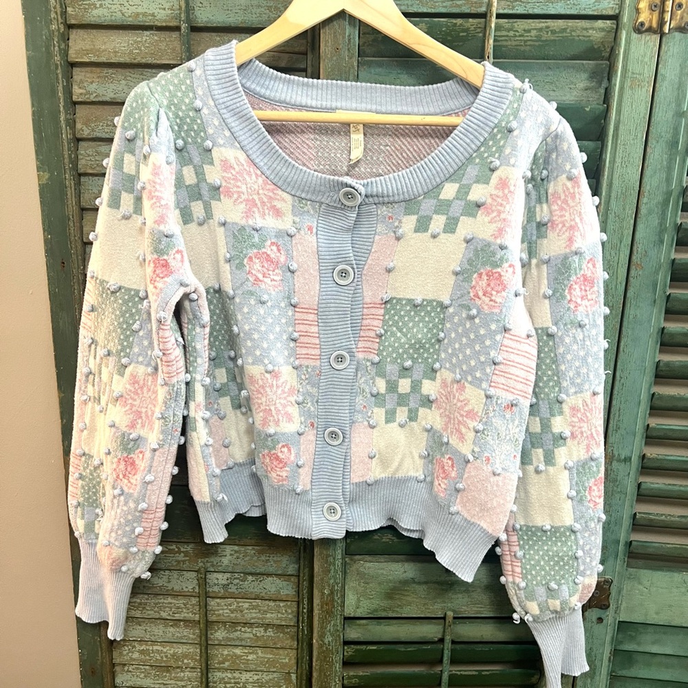 Matilda Jane cardigan sweater patchwork button granny squares medium
